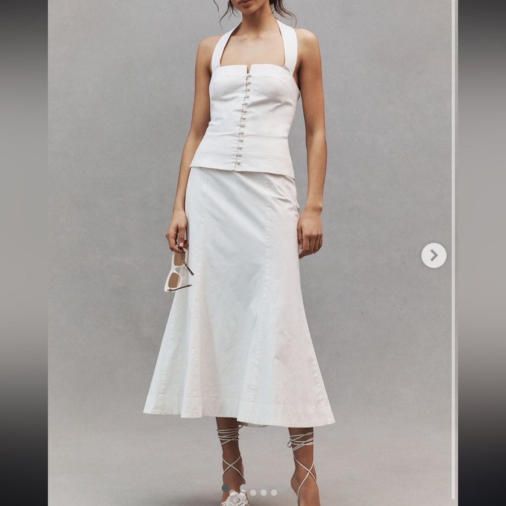 BHLDN White Halter Corset Midi Dress